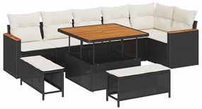 vidaXL Σετ Καναπέ Κήπου με μαξιλάρι 9 pcs Μαύρο Πολυ ράταν