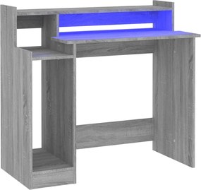 vidaXL Γραφείο με LED Γκρι Sonoma 97x45x90 εκ. Επεξεργ. Ξύλο