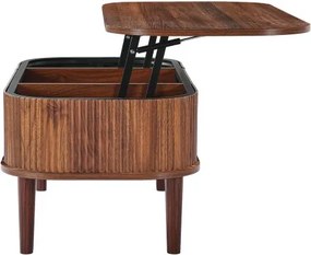VEVOR 1000 mm Lift Top Coffee Table Fluted Oval Table Hidden Compartment Walnut
