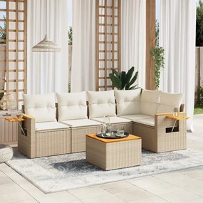 vidaXL Patio Sofa Set 6-θέσια Beige and Cream