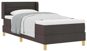 vidaXL Κρεβάτι με ελατήρια Σκούρο Καφέ και Λευκό 100 x 200 cm ύφασμα