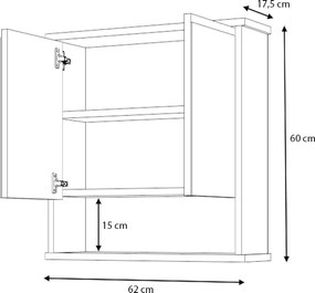 Καθρέπτης μπάνιου Delo Μegapap χρώμα λευκό 62x17,5x60εκ.