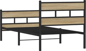 vidaXL Σκελετός Κρεβ. Χωρίς Στρώμα Sonoma Δρυς 100x190 εκ. Μεταλλικό