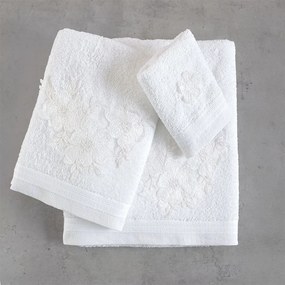 Πετσέτες Aragon (Σετ 3τμχ) White Ρυθμός Σετ Πετσέτες 80x150cm 100% Πενιέ Βαμβάκι
