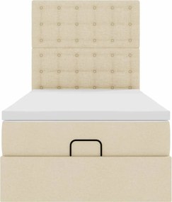 vidaXL Οθωμανικό κρεβάτι με στρώμα Cream 90x190cm ύφασμα