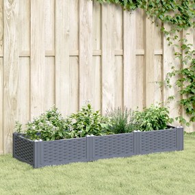 vidaXL Ζαρντινιέρα με Πασσάλους Μπλε Γκρι 125x40x28,5 εκ. Πολυπροπυλένιο
