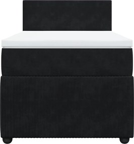 vidaXL Κρεβάτι Boxspring με Στρώμα Μαύρο 90x200 εκ. Βελούδινο