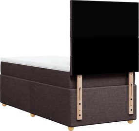 vidaXL Κρεβάτι Boxspring με Στρώμα Σκούρο Καφέ 100x200 εκ. Υφασμάτινο