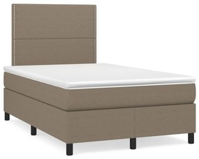 VidaXL Κρεβάτι Boxspring με Στρώμα & LED Taupe 120x190 εκ. Υφασμάτινο