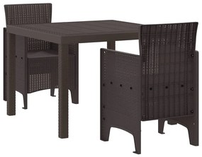 vidaXL Σέτ φαγητού για κήπο 3 pcs Καφέ Rattan Polt