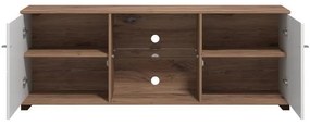 Έπιπλο TV Burgundy 160 3K2V Λευκό - Flagstaff Oak - Λευκό Γυαλιστερό 157x40x51 εκ. 157x40x51 εκ.