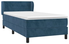 Κρεβάτι Boxspring με Στρώμα Σκούρο Μπλε 90x200 εκ. Βελούδινο - Μπλε