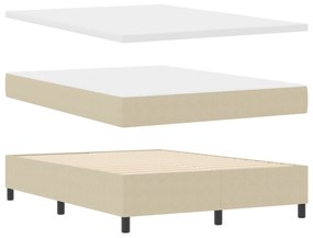 vidaXL Κρεβάτι Box Spring με Στρώμα & LED Φως Πράσινο Γκρί 140x200 εκ Ύφασμα Κορδέλας