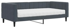 Κρεβάτι ημέρας με στρώμα σκούρο γκρι 90x190 cm Βελούδο - Γκρι