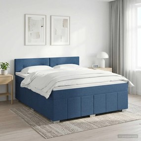 vidaXL Κρεβάτι box spring με στρώμα Μπλε 140 x 190 cm Ύφασμα