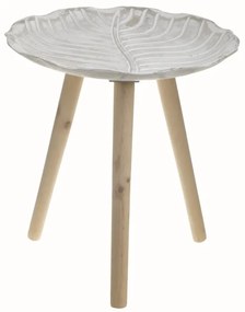 Inart Τραπεζάκι Ξύλινο Αντικέ Φ40x40cm Μπεζ-Φυσικό 3-50-143-0035