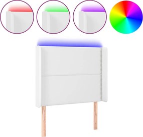 vidaXL Κεφαλάρι Κρεβατιού LED Λευκό 103x16x118/128 εκ. Συνθετ. Δέρμα