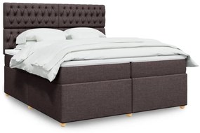 vidaXL Κρεβάτι Boxspring με Στρώμα Σκούρο Καφέ 200x200 εκ. Υφασμάτινο