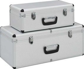 vidaXL Κασετίνες Αποθήκευσης 2 τεμ. Ασημί από Αλουμίνιο