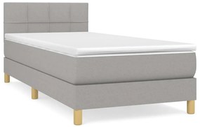 vidaXL Κρεβάτι Boxspring με Στρώμα Ανοιχτό Γκρι 100x200 εκ. Υφασμάτινο