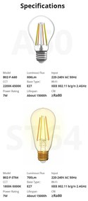 GloboStar® 80027 SONOFF B02-F-A60-R2 - Wi-Fi Smart LED Filament Bulb E27 A60 7W 806lm AC 220-240V CCT Change from 2200K to 6500K Dimmable