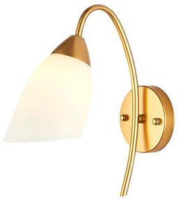 Φωτιστικό τοίχου-απλίκα Berak pakoworld E27 μέταλλο χρυσο-λευκο 10x10x17εκ