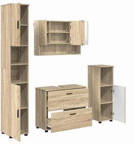 vidaXL Σετ Επίπλων Μπάνιου 4 τμχ. Δρύς Sonoma 35 x 30 x 192 εκ