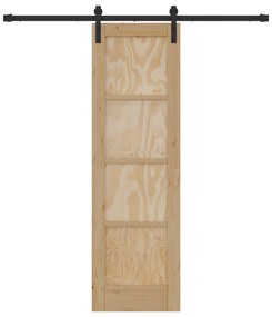 vidaXL Συρόμενη Πόρτα με Σετ Υλικών 61x198.5 cm Συμπαγές Ξύλο Πεύκου