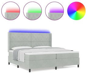 vidaXL Κρεβάτι Box Spring LED με Στρώμα Ανοιχτό γκρι 200 x 200 cm
