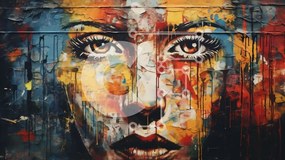 Intra Συλλεκτικό Ξύλινο Παζλ Plywood 4mm - Ζωηρόχρωμη γυναίκα ζωγραφικής προσώπου Σε Ξύλινο Κουτί - Διαστάσεις Puzzle: 10x10 cm – 25 κομμάτια