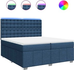 vidaXL Κρεβάτι Boxspring με Στρώμα Μπλε 200x200 εκ. Υφασμάτινο