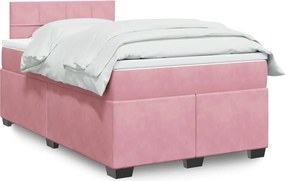 vidaXL Κρεβάτι Boxspring με Στρώμα Ροζ 120x190 εκ. Βελούδινο