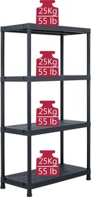 vidaXL Ραφιέρα Μαύρη 100 κ. 60 x 30 x 138 εκ. Πλαστική