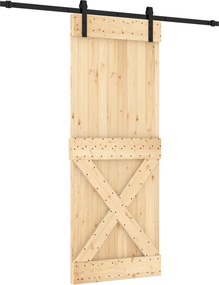 vidaXL Συρόμενη Πόρτα Φυσικό και Μαύρο 80 x 210 cm