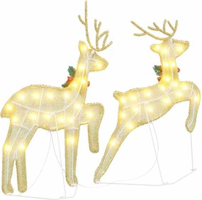 vidaXL LED Ελάφια 2 pcs Θερμό λευκό ύφασμα