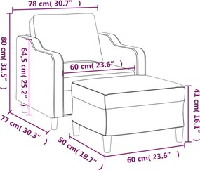 vidaXL Πολυθρόνα Taupe 60 εκ. από Υφασμάτινη με Υποπόδιο