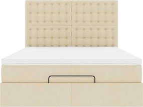 vidaXL Οθωμανικό κρεβάτι με στρώμα Cream 140x200cm ύφασμα