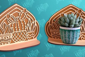 Σετ των 2 Intra απο ξύλο plywood 3mm-4mm πάχος – Ράφι τοίχου φυτών | Θήκη για γλάστρα Δίασταση 40x30 cm INTRAFABR-95973107