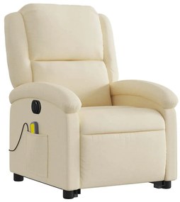 vidaXL Πολυθρόνα Μασάζ Ηλεκ. Ανακλινόμενη με Ανύψωση Κρεμ Υφασμάτινη