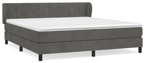 vidaXL Κρεβάτι Boxspring με Στρώμα Σκούρο Γκρι 180x200 εκ. Βελούδινο