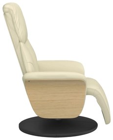 vidaXL Πολυθρόνα Ανακλινόμενη με Υποπόδιο Κρεμ από Συνθετικό Δέρμα