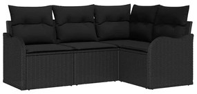 vidaXL Σετ Καναπέ Κήπου Μαύρο συνθετικό ρατάν