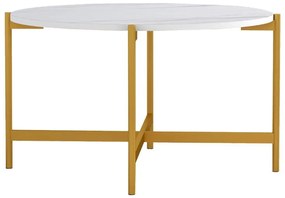 Τραπεζάκι σαλονιού Aisle μελαμίνης λευκό μαρμάρου-χρυσό μέταλλο Φ80x45εκ 80x80x45 εκ.