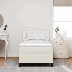 vidaXL LED Κρεβάτι με βάθρο με κεφαλάρι Κρέμα και Λευκό 100 x 200 cm