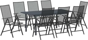vidaXL Σέτ φαγητού για κήπο 9 pcs Ανθρακί Ατσάλι με Πούδρα