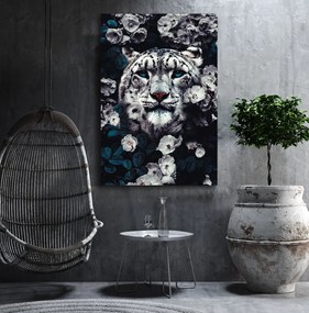 Πίνακας σε καμβά Τίγρης με Λουλούδια LUX10 45cm x 65cm