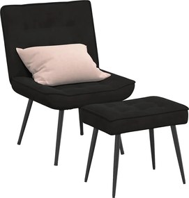 vidaXL Πολυθρόνα Relax Μαύρη Βελούδινη με Σκαμπό