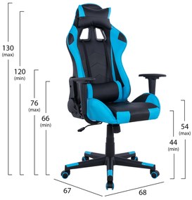 Πολυθρόνα Gaming Winter Μαύρο-Σιέλ Pu 68x67x130 Εκ
