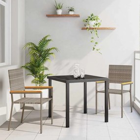 vidaXL Σέτ φαγητού για κήπο 3 pcs Γκρι Πολυ ράταν