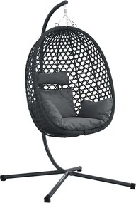 vidaXL Κρεμαστή καρέκλα αυγό Ανθρακί και μαύρο 104 x 100 x 191 εκ